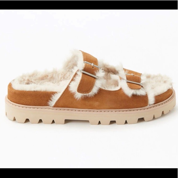 NWOT Dolce Vita | Saddle Tan Leather Suede Sandals & Super Soft Faux Fur Lining - Picture 13 of 13